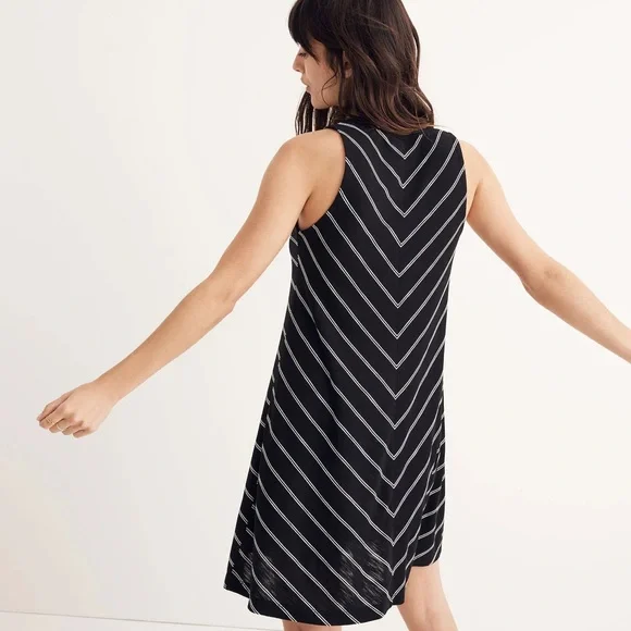 Madewell Highpoint Tank Dress in True Black Hosta Stripe - Picture 2 of 6